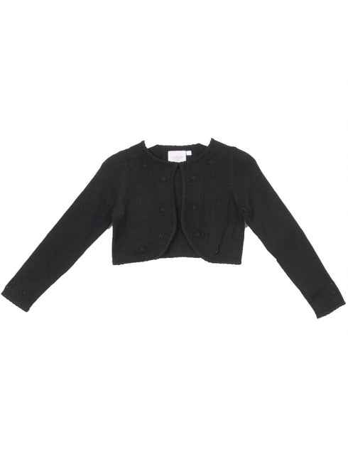 Cinderella Couture Girls Black Pearl Beaded Soft Hook Closure Sweater 2-14 - SophiasStyle.com